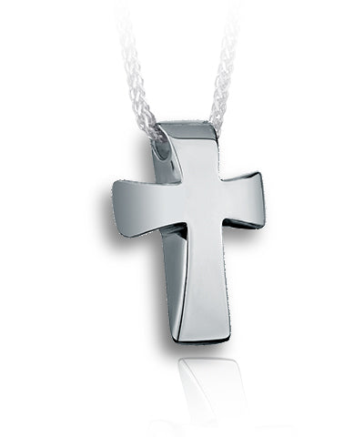 Traditional Cross Sterling Silver Cremation Necklace