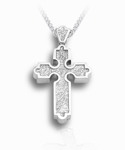 Roman Cross Sterling Silver Cremation Necklace