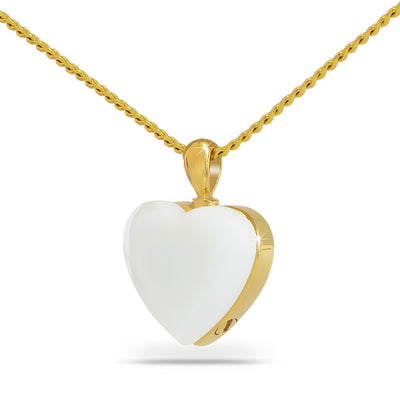 Mother of Pearl Heart Gold Cremation Necklace