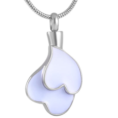 Baby Blue Double Heart Cremation Necklace