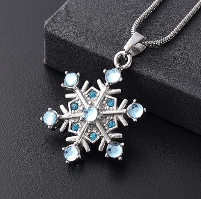 Crystal Snowflake Cremation Urn Necklace