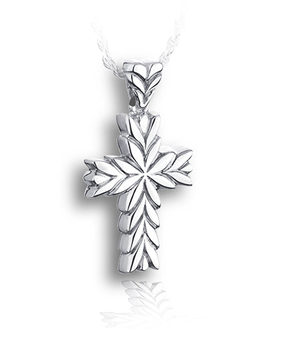 Starburst Cross Sterling Silver Cremation Necklace