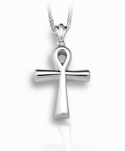 Ankh Cross Sterling Silver Cremation Necklace