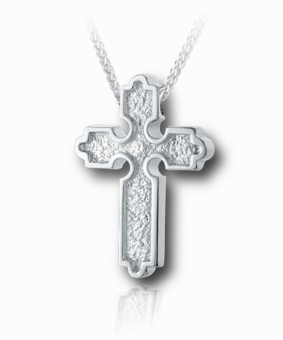 Roman Slider Cross Sterling Silver Cremation Necklace