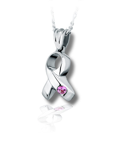 Ribbon Sterling Silver Cremation Necklace