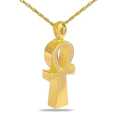 Ankh Solid Gold Cremation Necklace