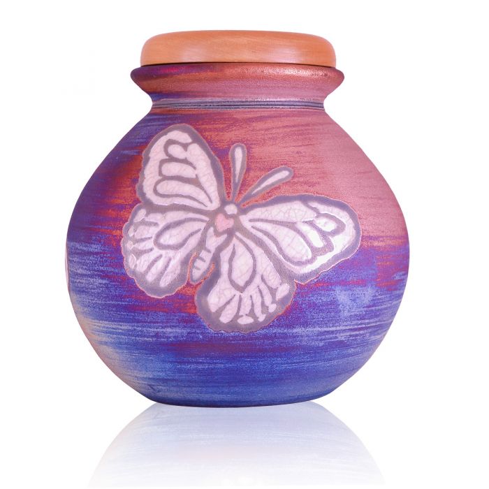 Butterfly Raku Cremation Urn