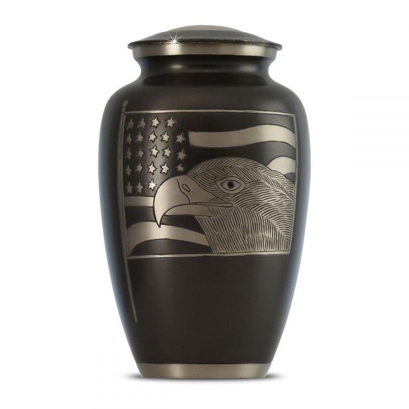 Eagle and Flag Brass Urn