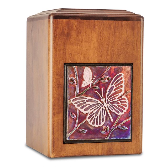 Raku Wood Peaceful Butterfly Urn