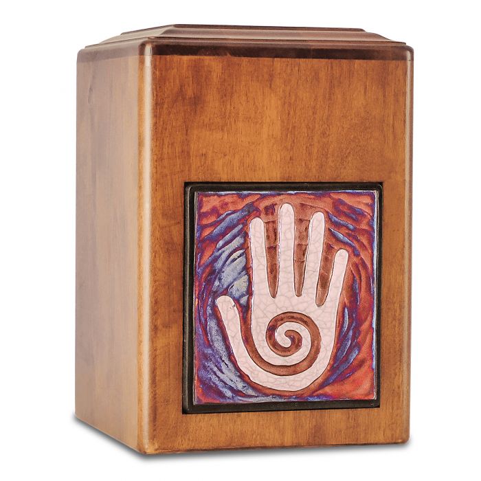 Raku Wood Peaceful Hand Urn