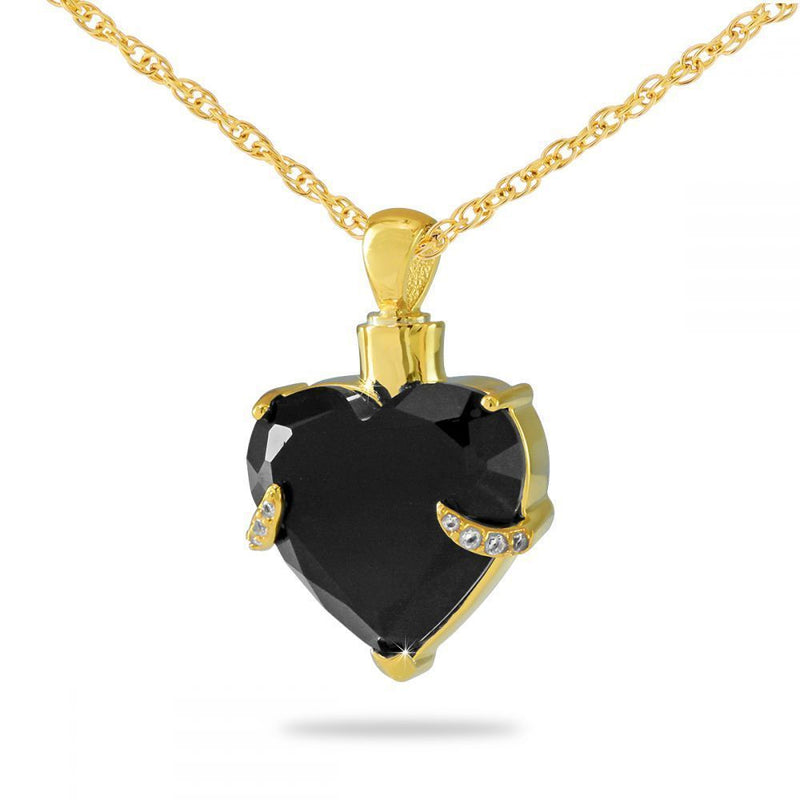 Black Heart Gold Cremation Necklace