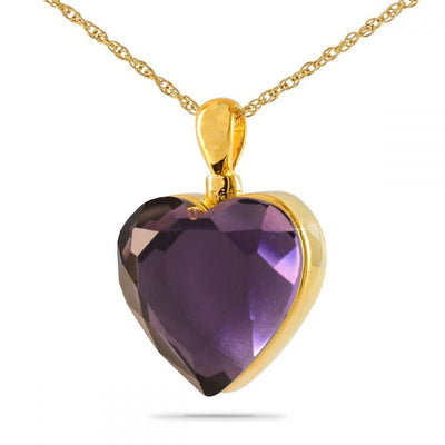 Deep Purple Heart Gold Cremation Necklace