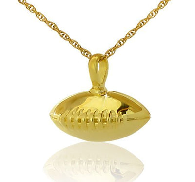 Gold Football Cremation Necklace