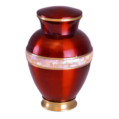 Deep Red Mother of Pearl Urn