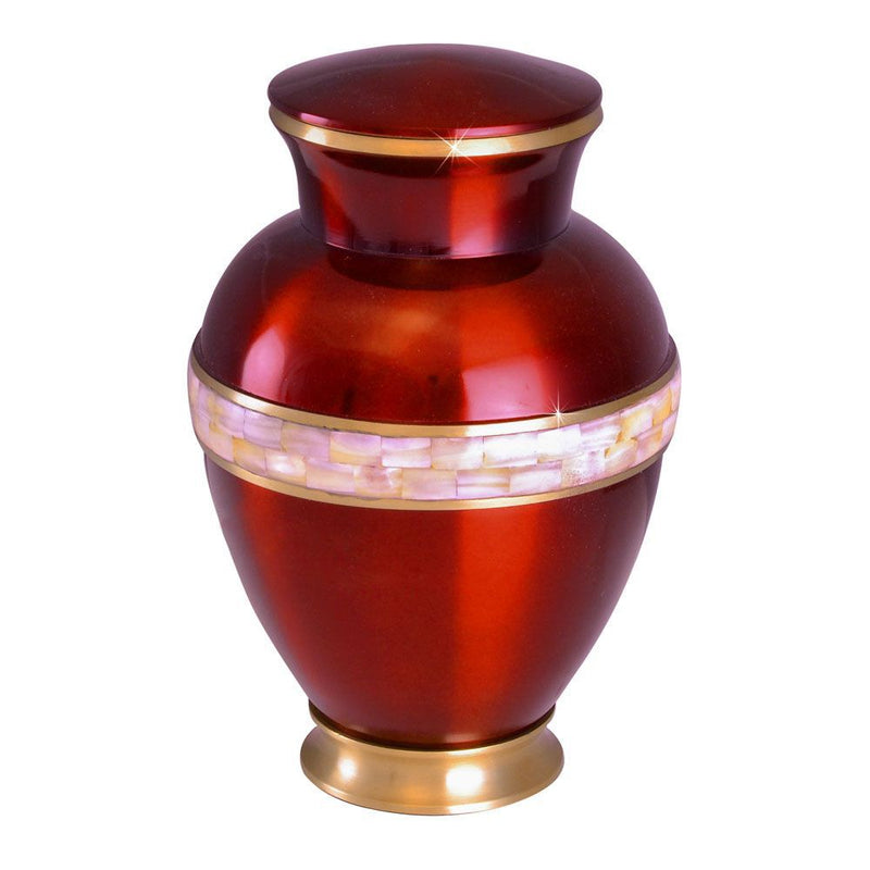 Deep Red Mother of Pearl Urn