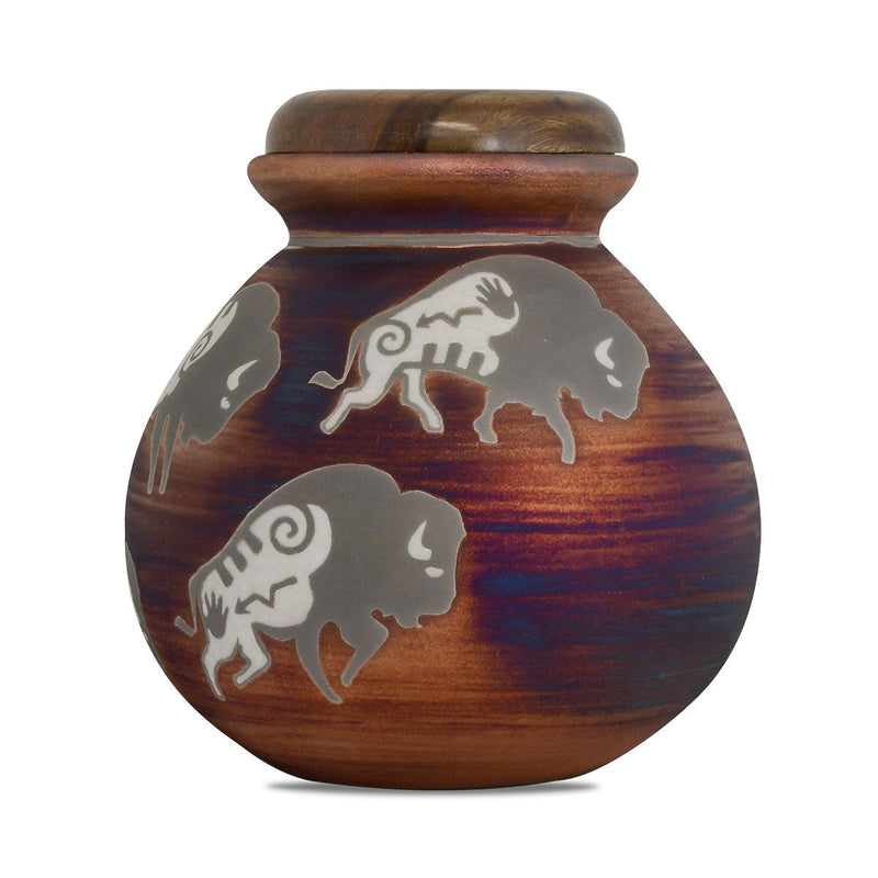 Herd of Bison Raku Urn