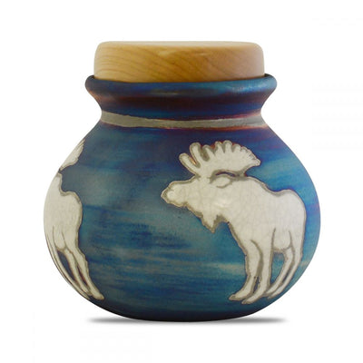 Spiritual Moose Keepsake Raku Urn