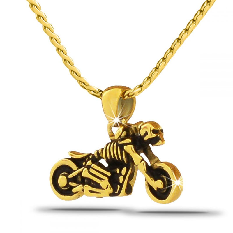 Gold Motorcycle Urn Necklace