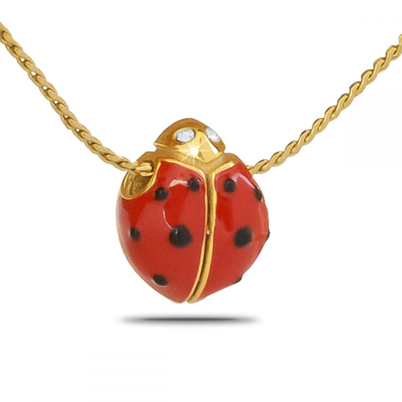 Gold Ladybug Cremation Necklace