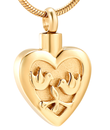 Double Dove Heart Urn Necklace