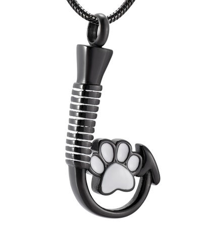 Paw Print Fish Hook Urn Necklace