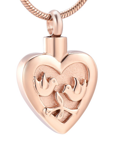 Double Dove Heart Urn Necklace