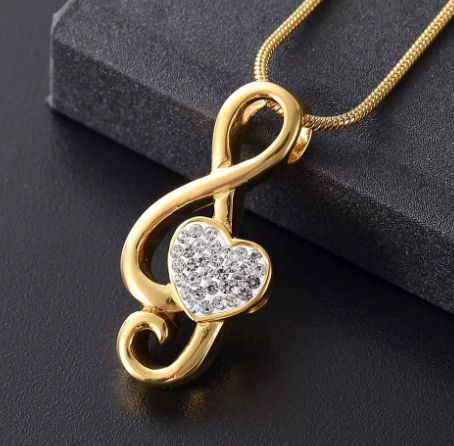 Sweet Music on Heart Cremation Necklace