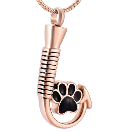 Paw Print Fish Hook Urn Necklace