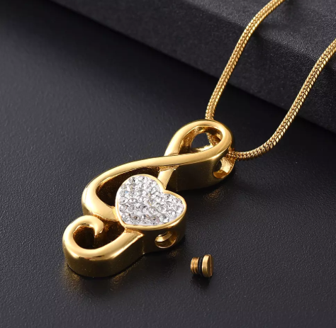 Sweet Music on Heart Cremation Necklace