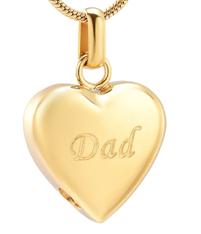 Loving Dad Golden Heart Cremation Necklace