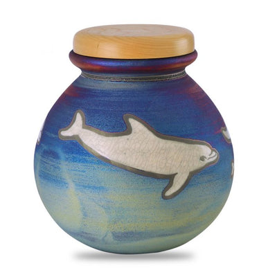 Celestial Dolphins Raku Urn