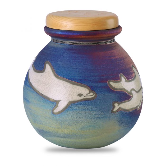 Celestial Dolphins Raku Urn