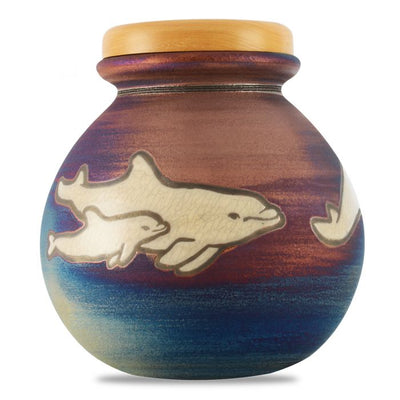 Celestial Dolphins Raku Urn