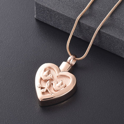 Double Dove Heart Urn Necklace