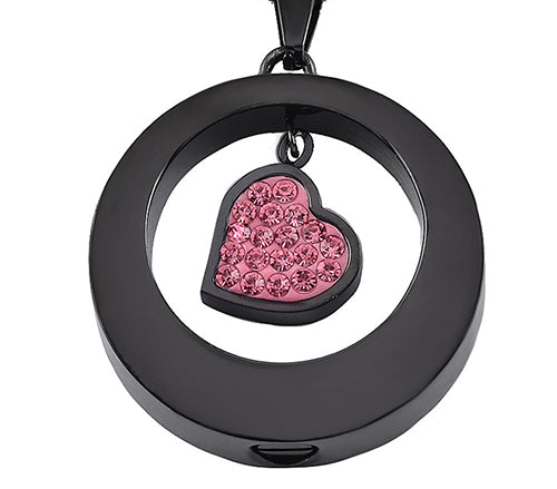 Crystal Pink Heart Cremation Necklace