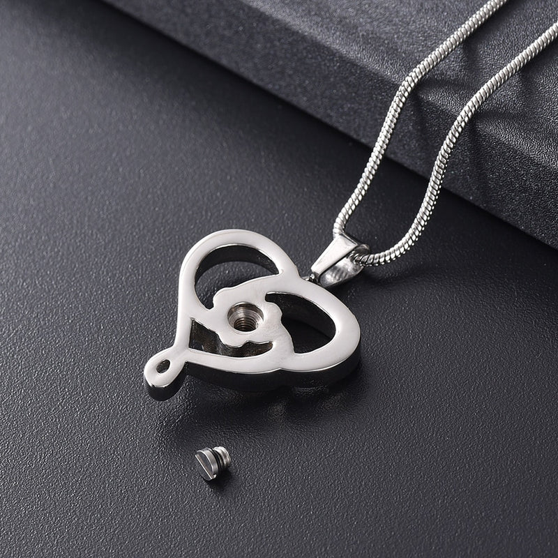 Swirling Heart Pet Urn Necklace