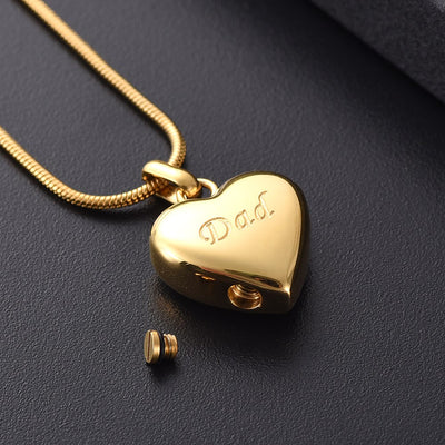 Loving Dad Golden Heart Cremation Necklace