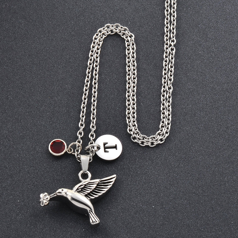 Birthstone Hummingbird Cremation Necklace