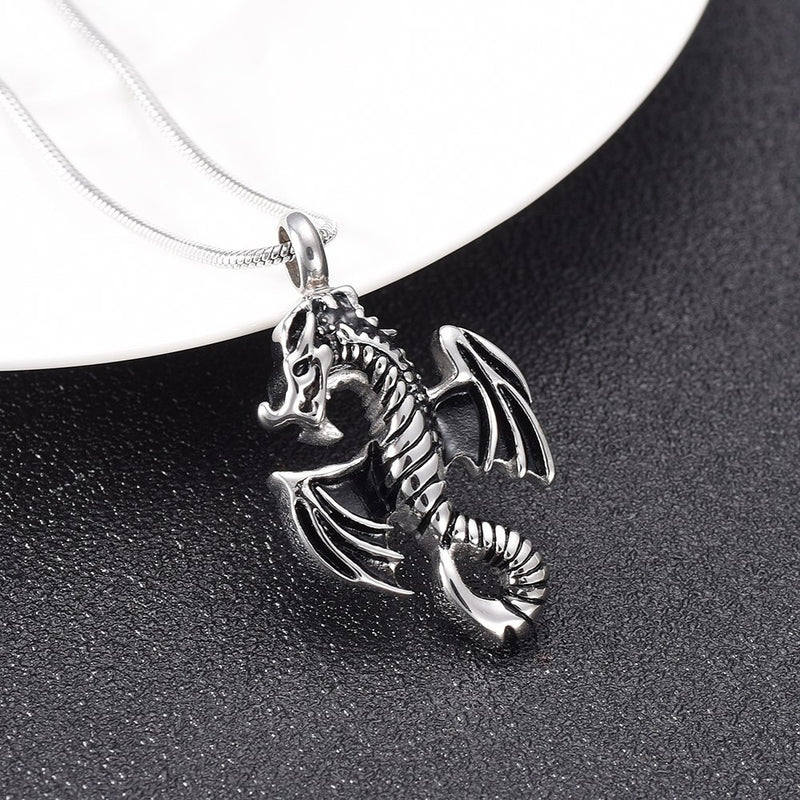 Skeleton Dragon Cremation Necklace