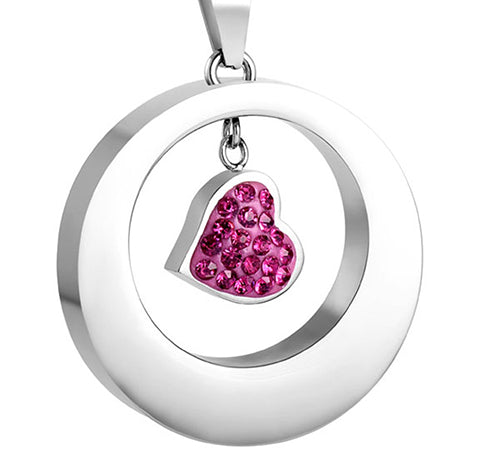 Crystal Pink Heart Cremation Necklace