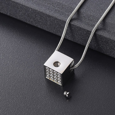 Crystal Cube Cremation Necklace