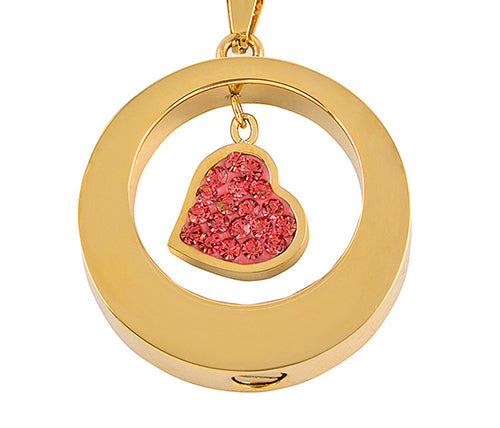 Crystal Pink Heart Cremation Necklace