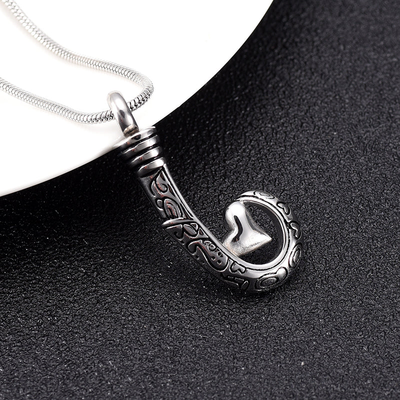 black fish hook hearts Graffiti Hearts Fish Hook Urn Necklace