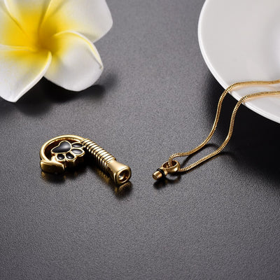 Paw Print Fish Hook Urn Necklace