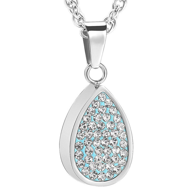 Crystal Teardrop Cremation Urn Necklace