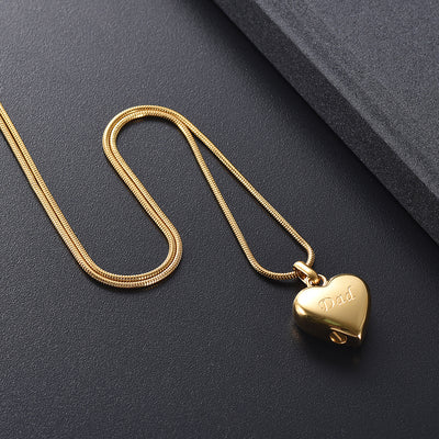 Loving Dad Golden Heart Cremation Necklace