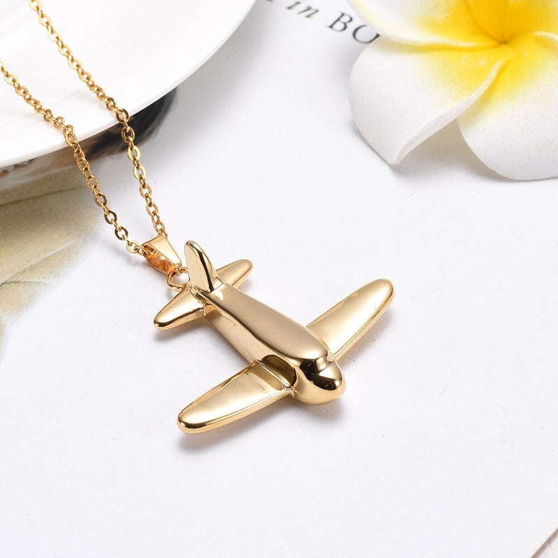 Soaring Airplane Cremation Necklace