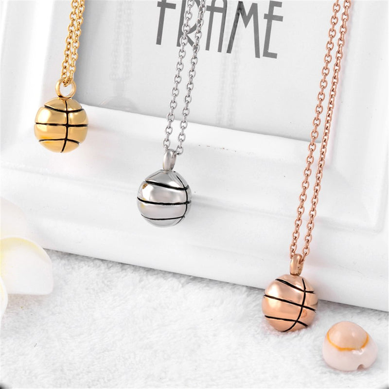 Basketball Stainless Steel Cremation Necklace