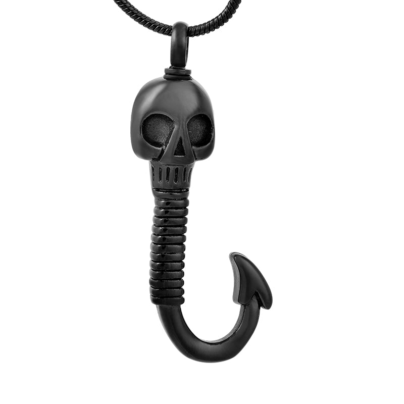 Skull Face Fish Hook Urn Necklace