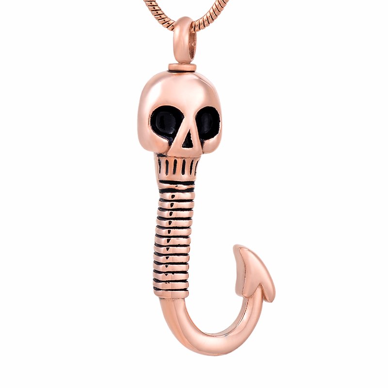 Skull Face Fish Hook Urn Necklace